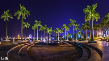 罗远超+白石湖广场夜景+广西钦州市白石湖公园