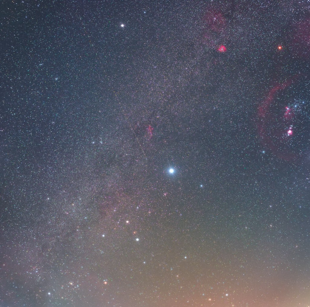 画面中央为天狼星，右上为猎户座,/20160205 ,A7s 35mmf2.8,iso1600,122s