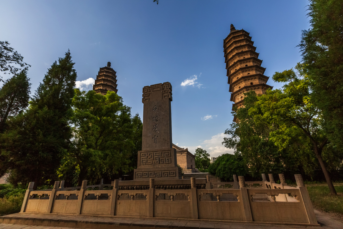 中国山西太原市双塔寺景区风光2020年6月3日太原双塔寺景区三晋名刹