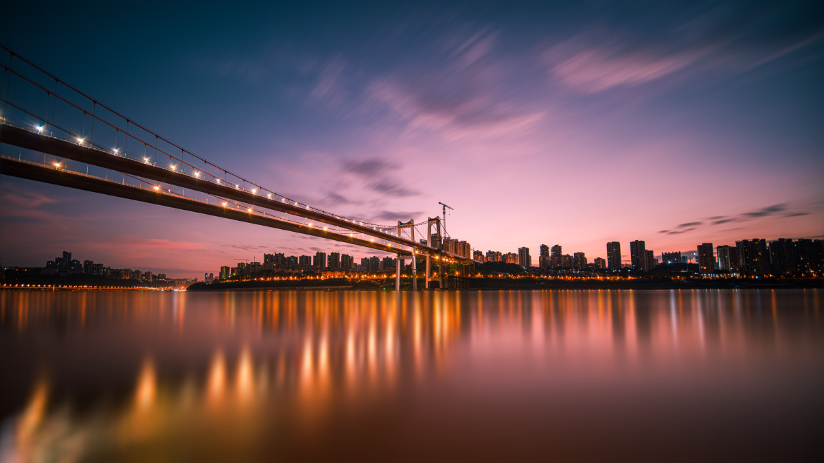 鹅公岩大桥的日出