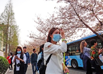 雾霾挡不住赏花客-3