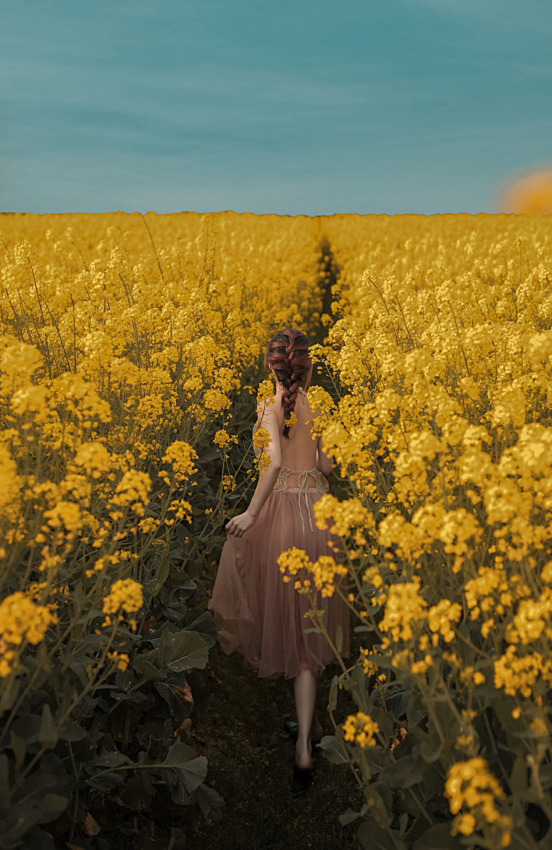 阳光明媚的时候找一片油菜花田拍照这是春日里的浪漫