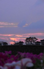 sunset with solar eclipse