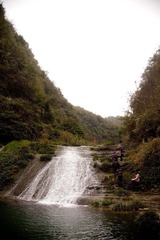 the waterfall quite close to us