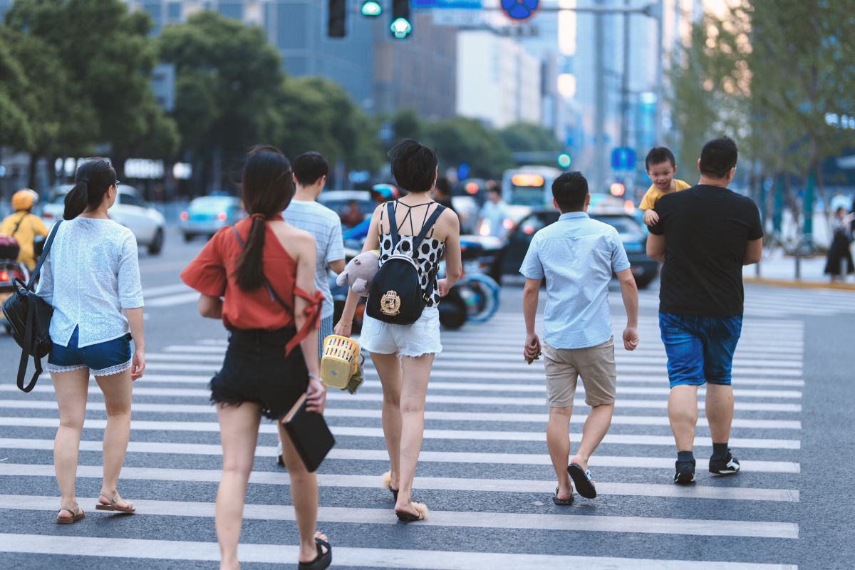 街拍人行道