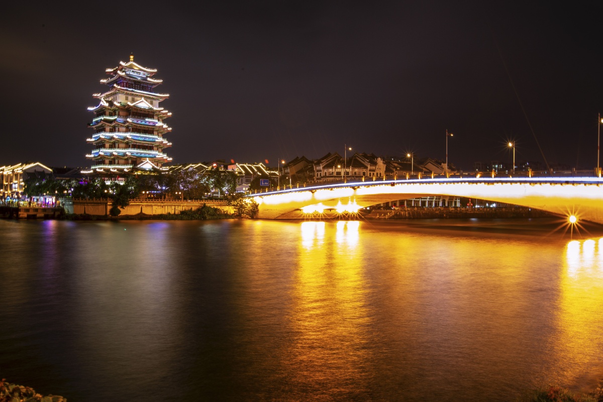 惠州最美夜景水光潋滟晴方好山色空蒙雨亦奇欲把西湖比西子淡妆浓抹总
