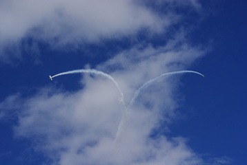 航空表演 喷气绘制心形图案