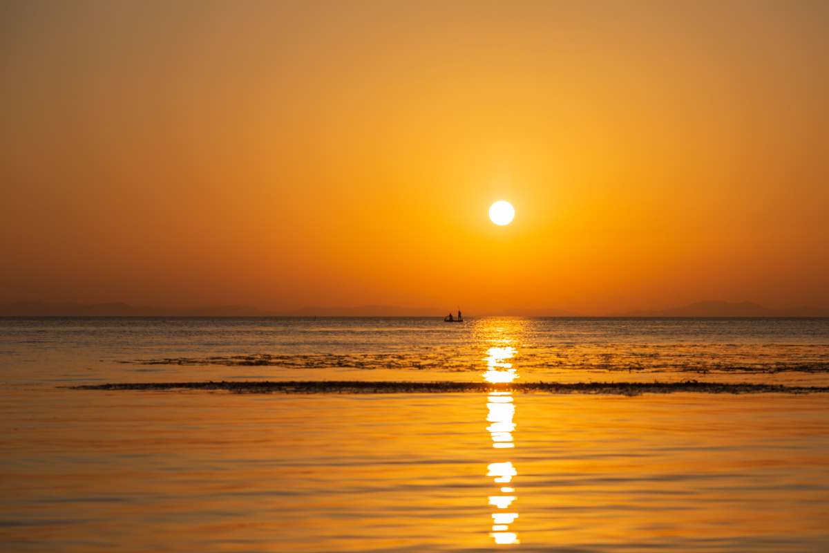 江苏苏州太湖冲山岛日落风光
