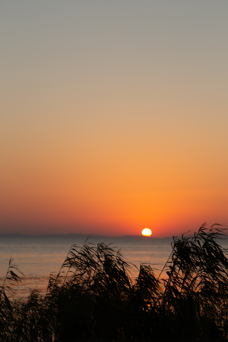 江苏苏州太湖冲山岛日落风光
