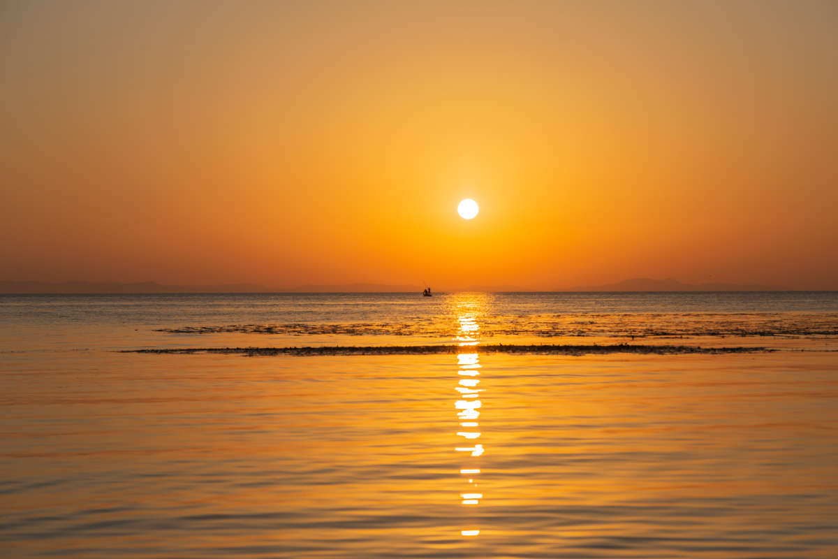 江苏苏州太湖冲山岛日落风光