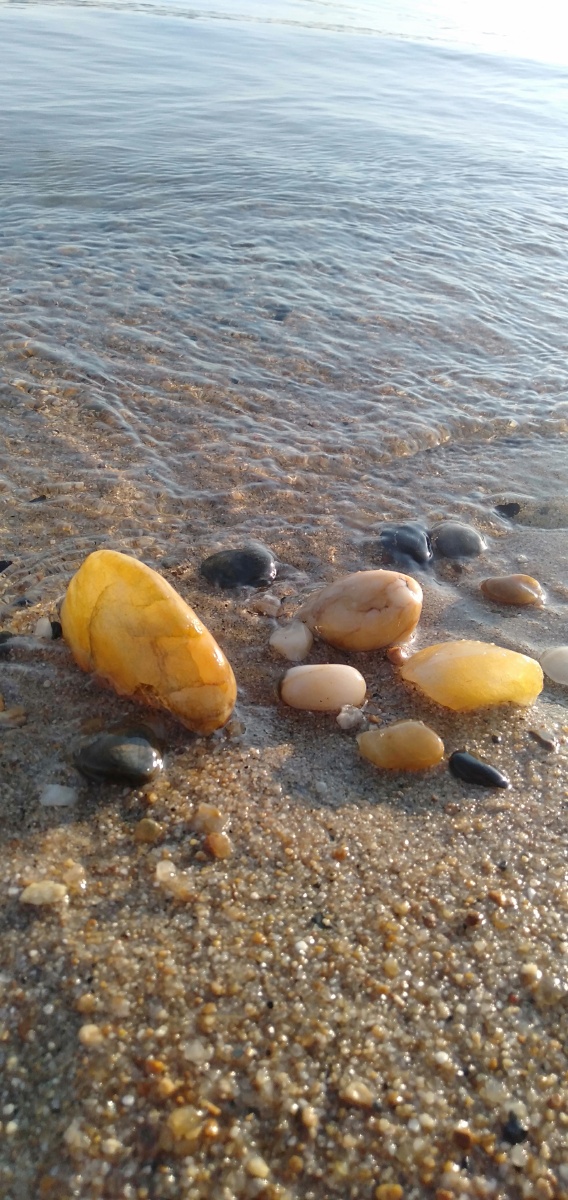 沙滩上可爱的石头