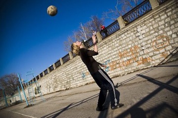 football kids near volga