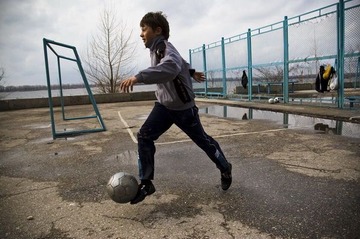 football kids near volga