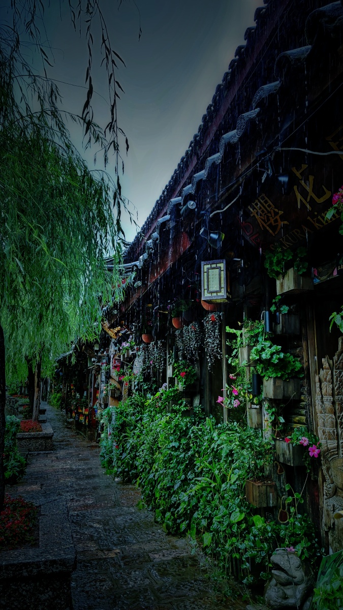 雨中丽江古城