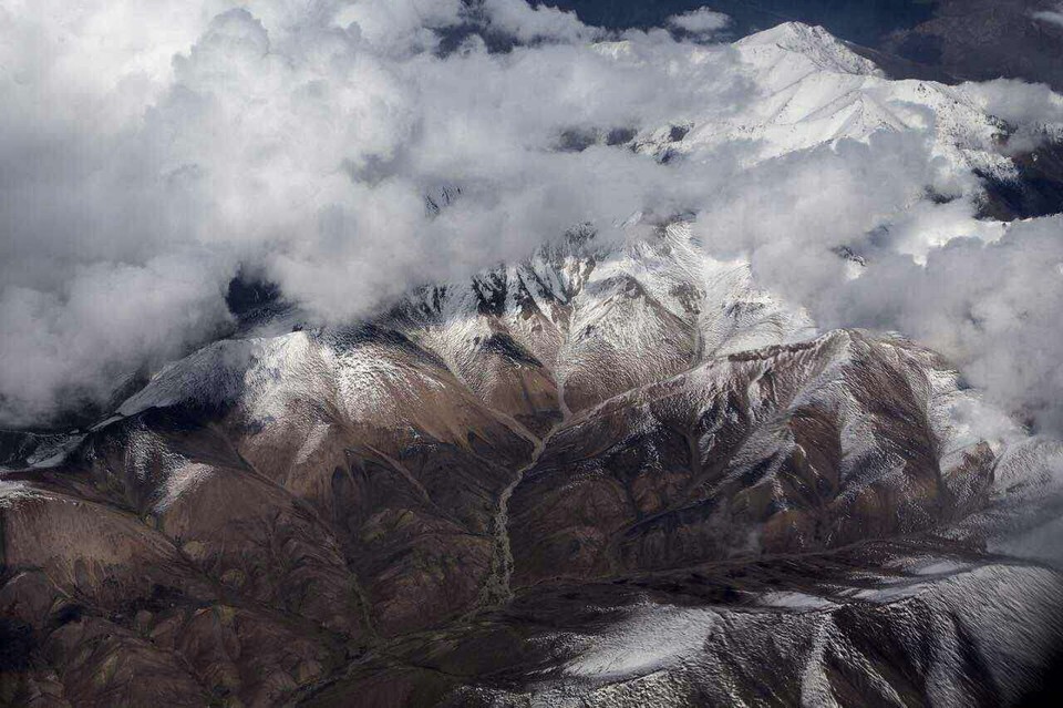 航拍，祁连雪山 