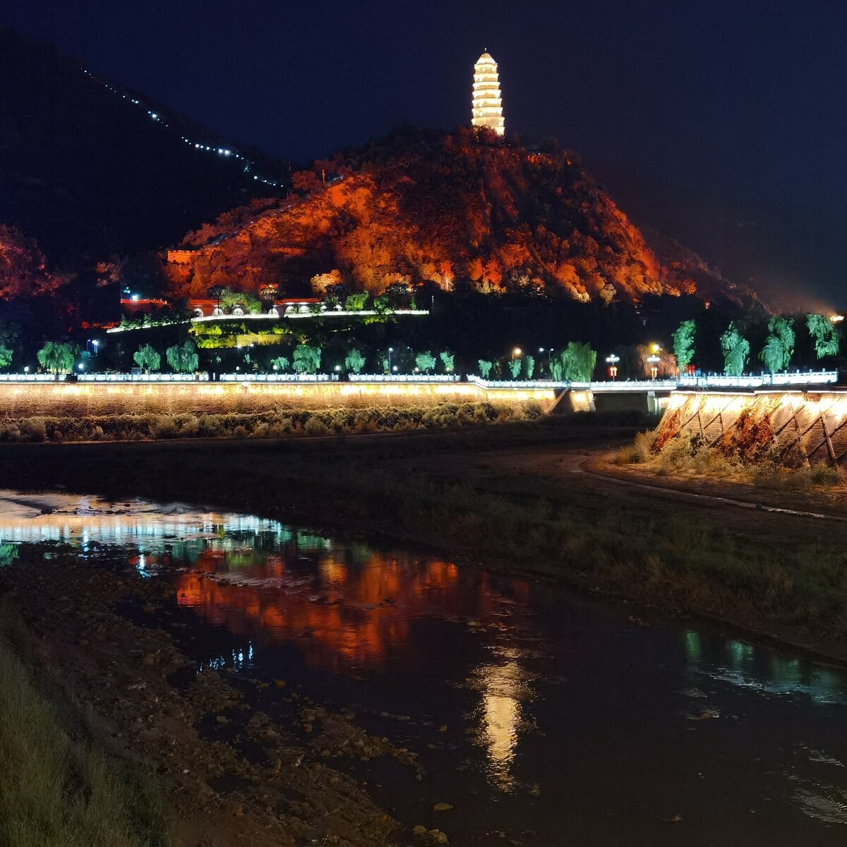 延安夜景图片真实图片图片