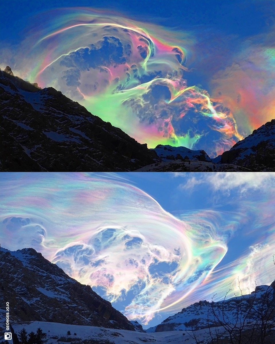 摄影师georgesjojo在比利牛斯山脉拍摄到了这些极为罕见的虹彩云67