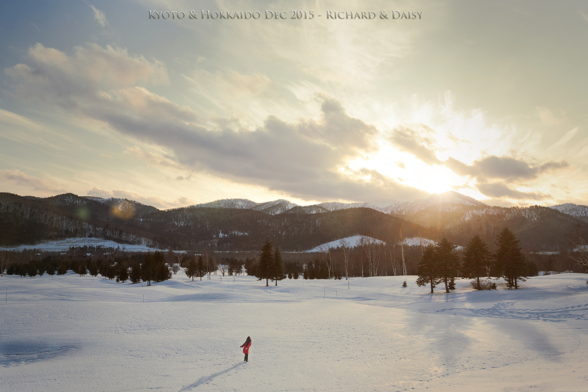 日本北海道雪景人像