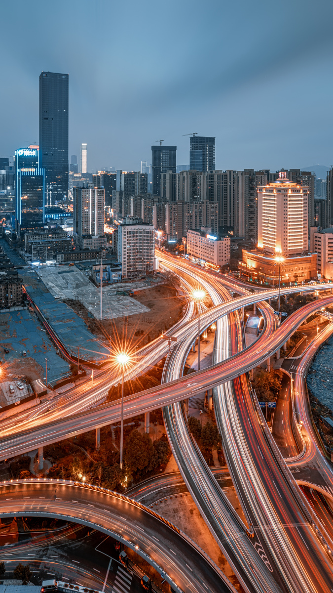雨后的长沙·波隆立交桥夜景