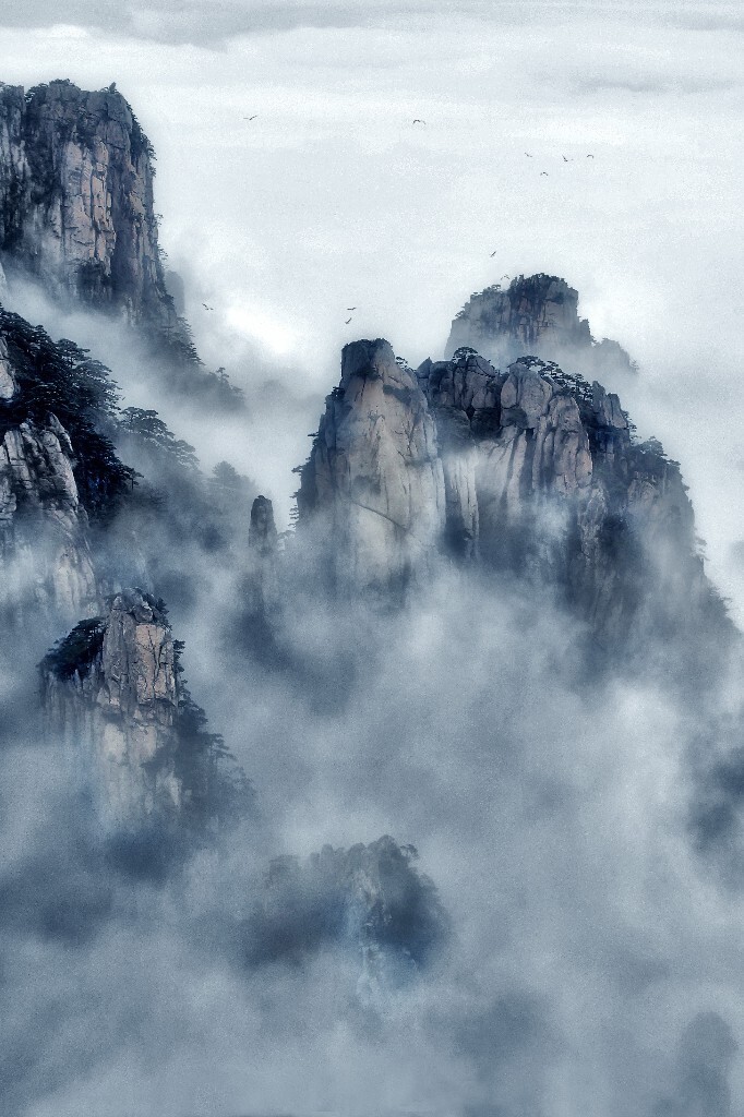 黄山烟云天然入画，人是画中仙。