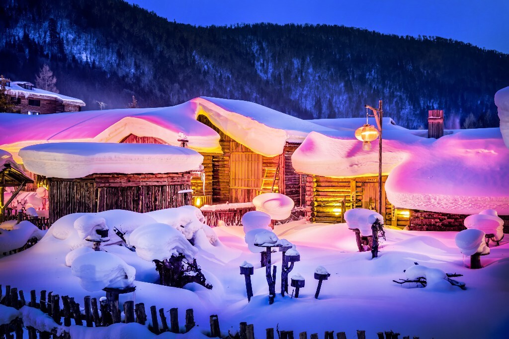 雪乡别致的景色宛如童话世界般梦幻