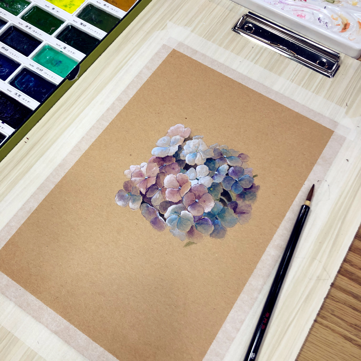 「画花」系列原创水彩作品牛皮纸水彩颜料毛笔