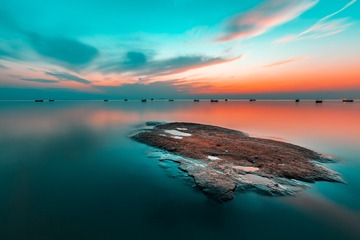 行走巢湖－－－圩埂头晚霞