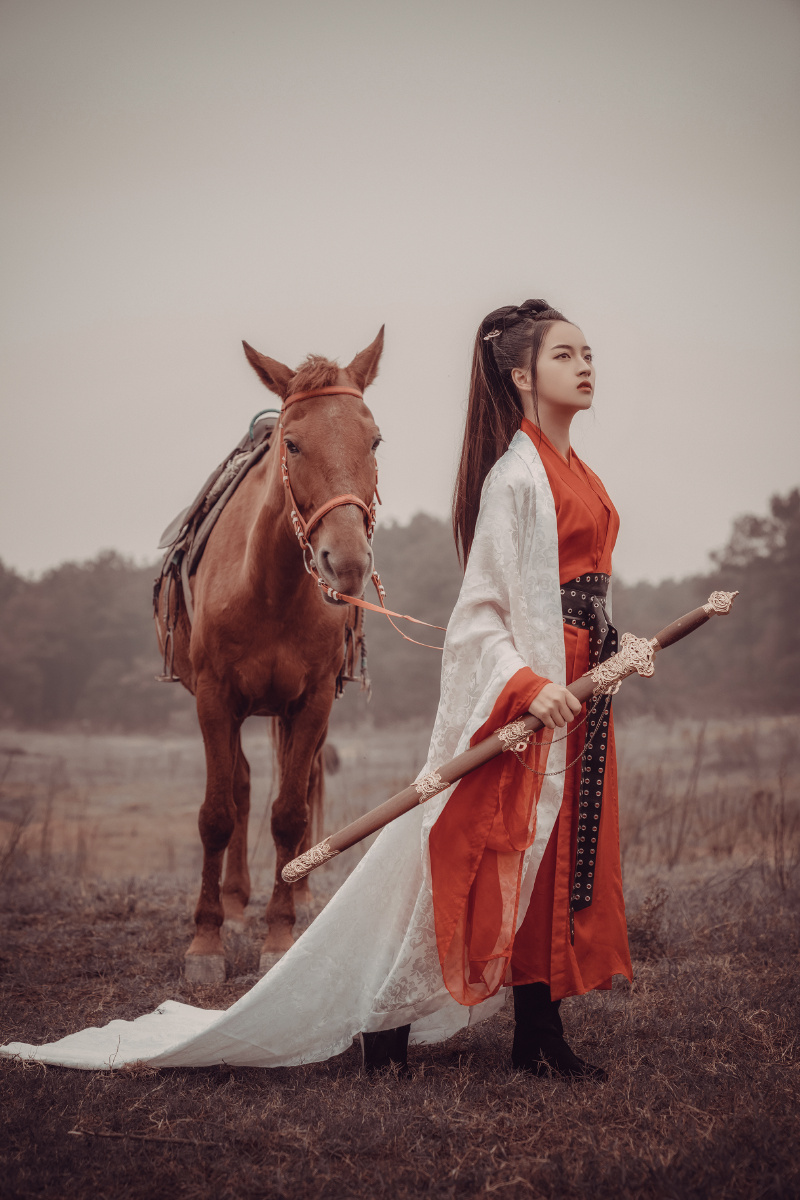 西江月骏马飒踏沧月红绫罗白纱裳倚剑天涯恨无双奔腾心天地辽行万里抖