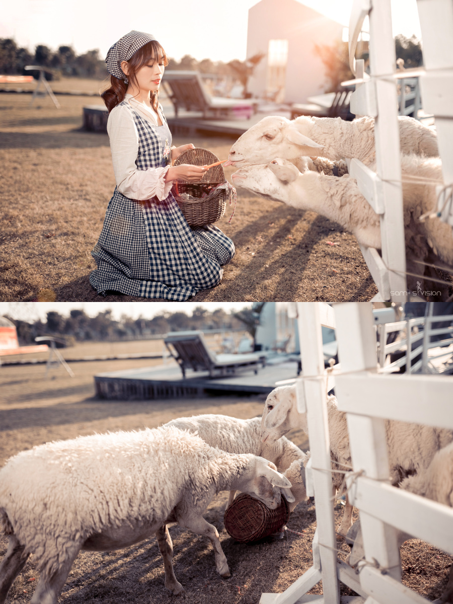 小姐姐装扮图片给羊喂胡萝卜牧羊女衣服牧羊女与羊群图片牧羊女的衣服