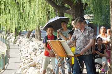 我的旅程--公园中画油画的外国友人