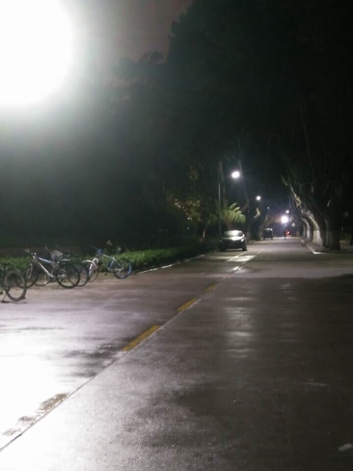 晚上放学回来时的夜景