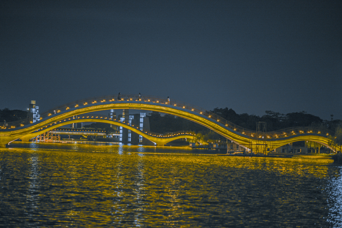 夜幕临千灯湖光碎梦影佛山南海千灯湖