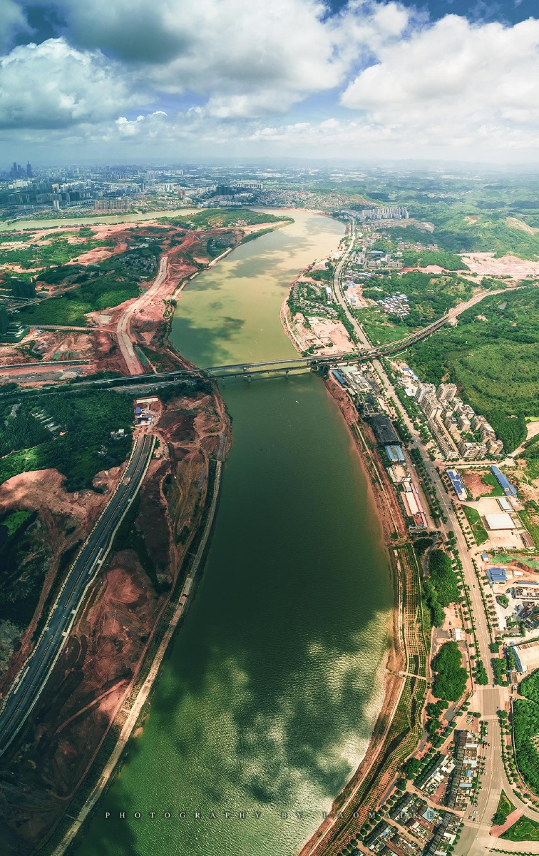 航拍广西南宁邕江(仙葫片区)