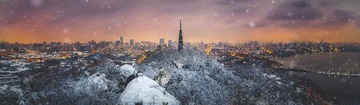 雪中日出宝石山