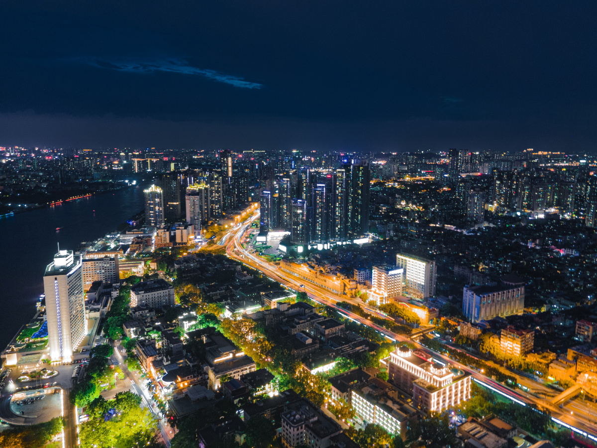 航拍摄影|广州沙面大街夜景