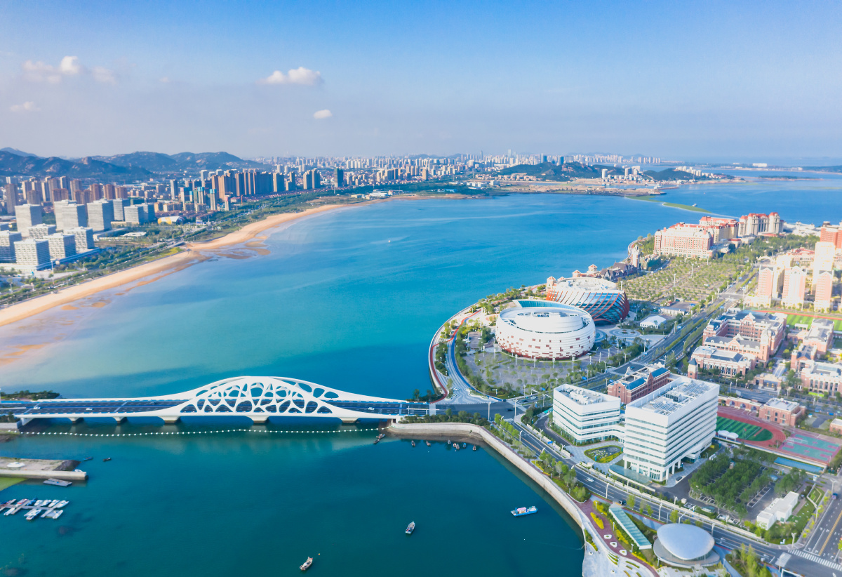 1/121风光城市城市建筑大赏佳能旅行海航拍青岛星光岛珊瑚贝桥还没有