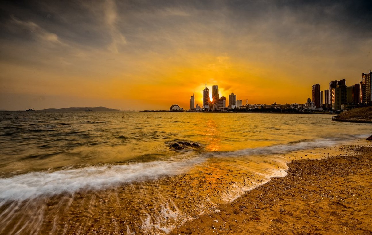 青岛冬日的夕阳