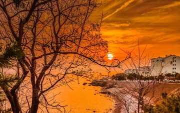 青岛冬日的夕阳