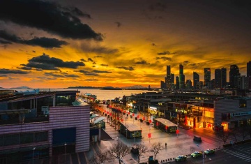 青岛冬日的晚霞