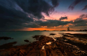 青岛冬日的晚霞