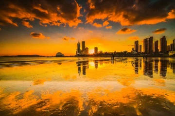 青岛冬日的晚霞