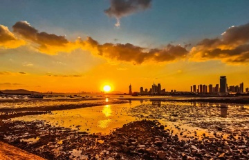 青岛冬日的夕阳