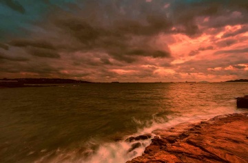 青岛冬日的晚霞