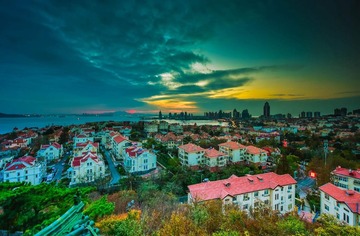 青岛深秋的晚霞