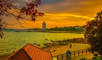 青岛深秋的晚霞