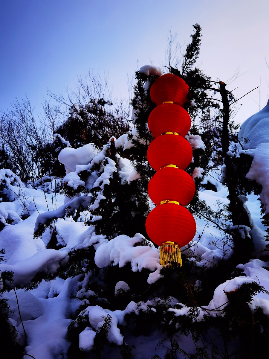 西安翠华山滑雪冬景
