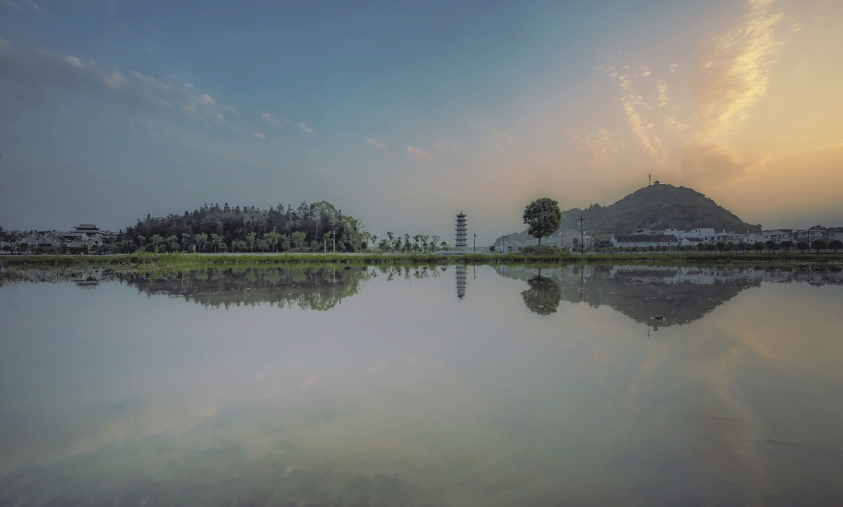 道县周敦颐故居的美丽晚霞