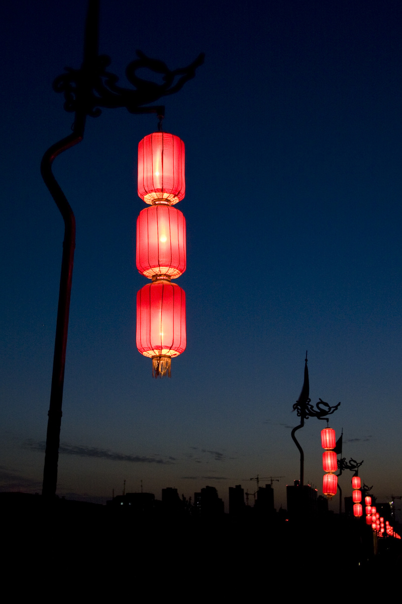 西安城墙上的灯笼