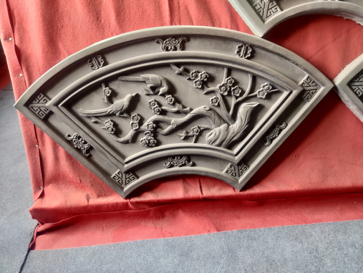 中国古建扇形砖雕