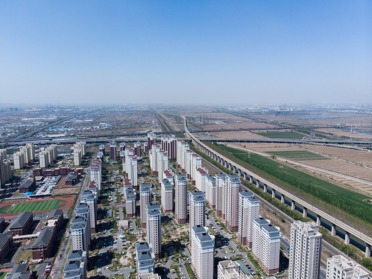 航拍天津滨海新区三西部新城